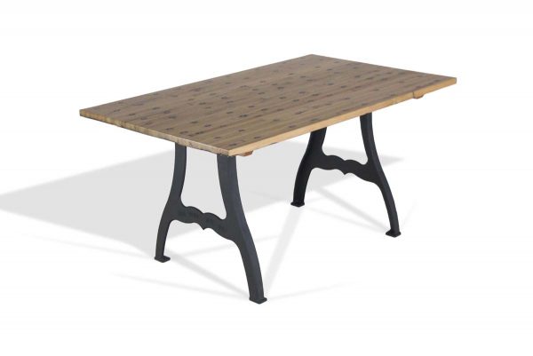 Farm Tables - 5 ft Oak Industrial Flooring Table with Cast Iron New York Legs