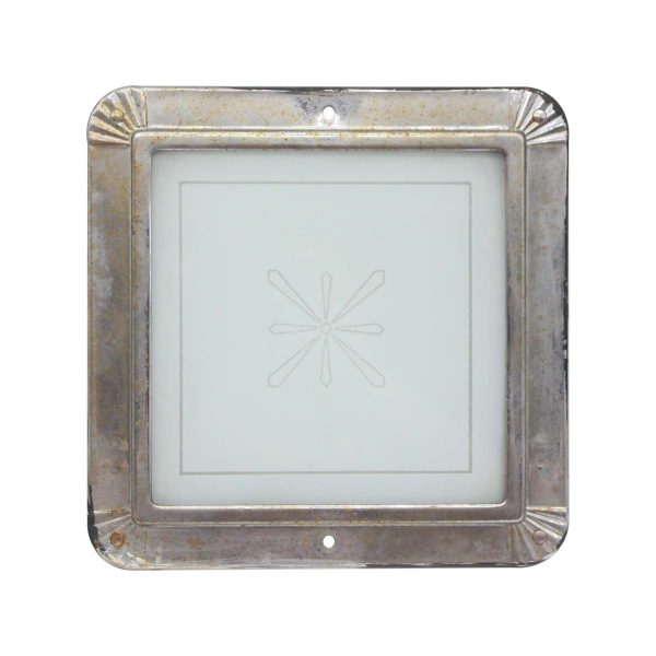 Flush & Semi Flush Mounts - Art Deco Nickel & Etched Glass Square Light Cover