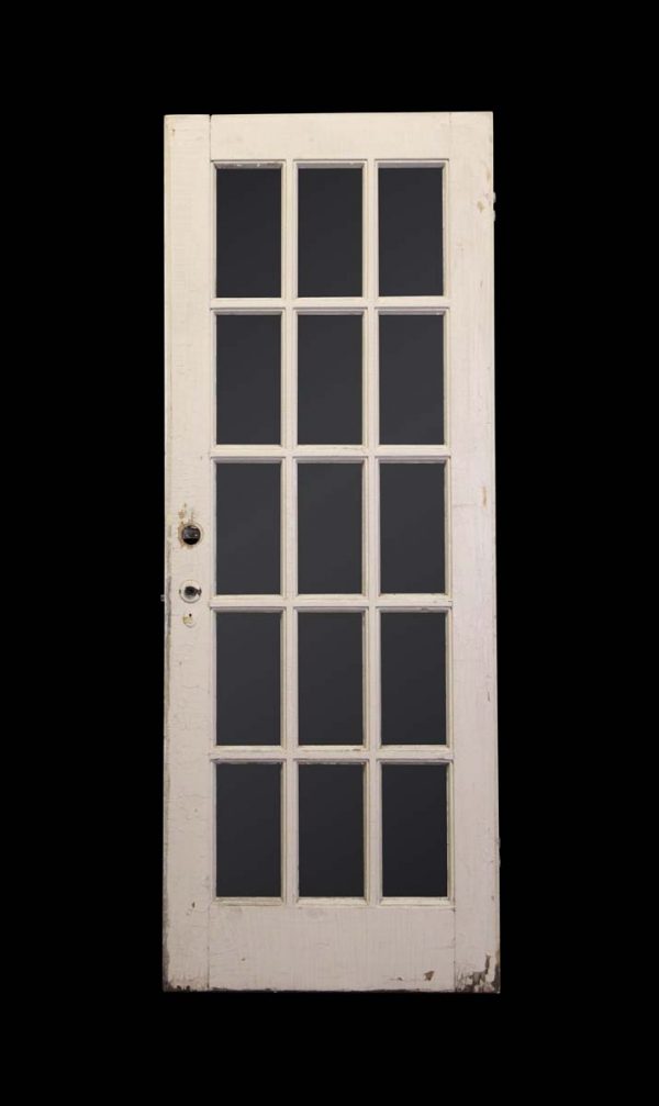 French Doors - Vintage 15 Lites White Privacy French Door 78.5 x 29.625