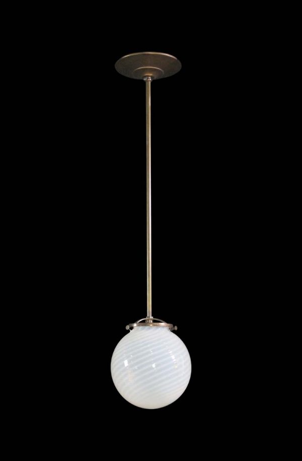 Globes - Hand Blown Glass Sphere & Brass Pole Pendant Light