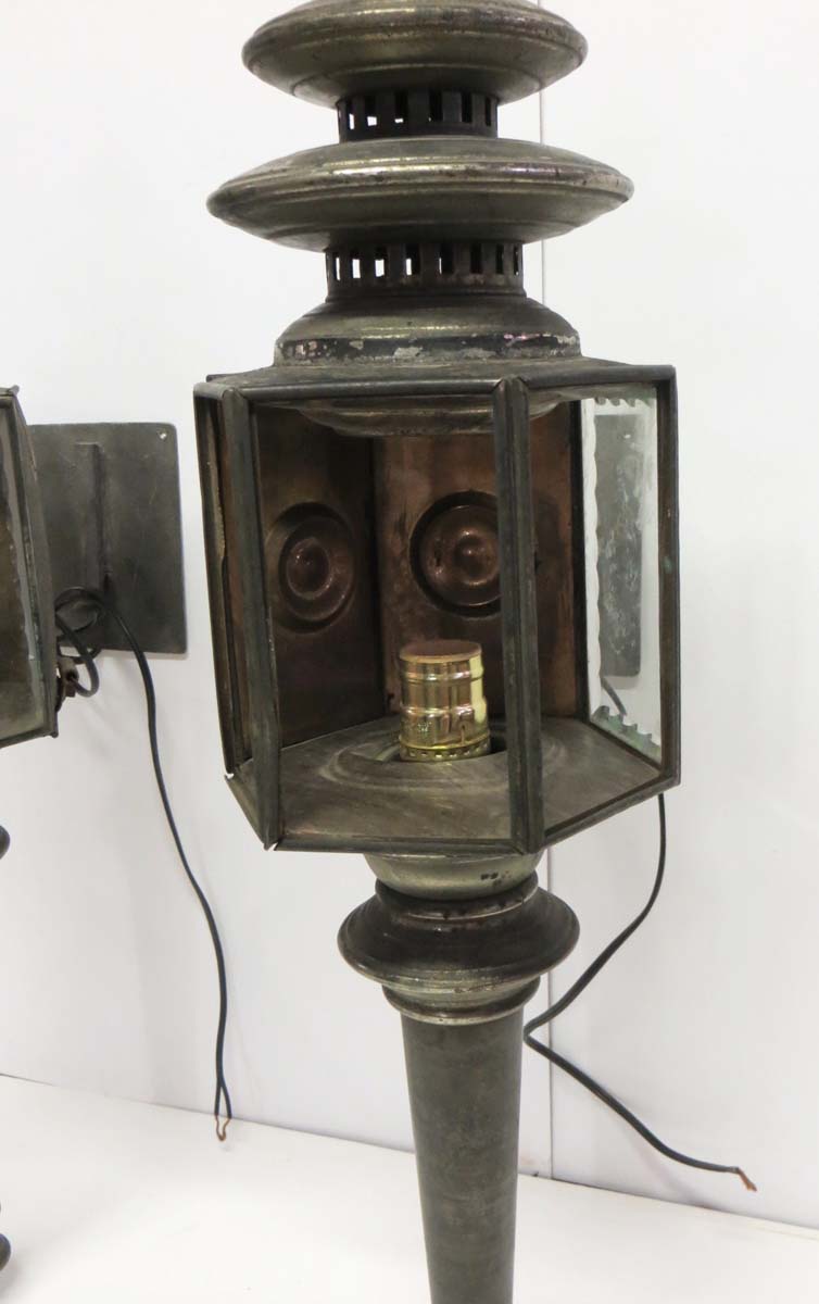 Antique black cast iron carriage lamp lantern