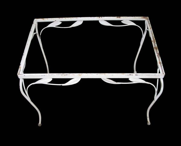 Patio Furniture - Vintage White Painted Rectangle Iron Patio Side Table