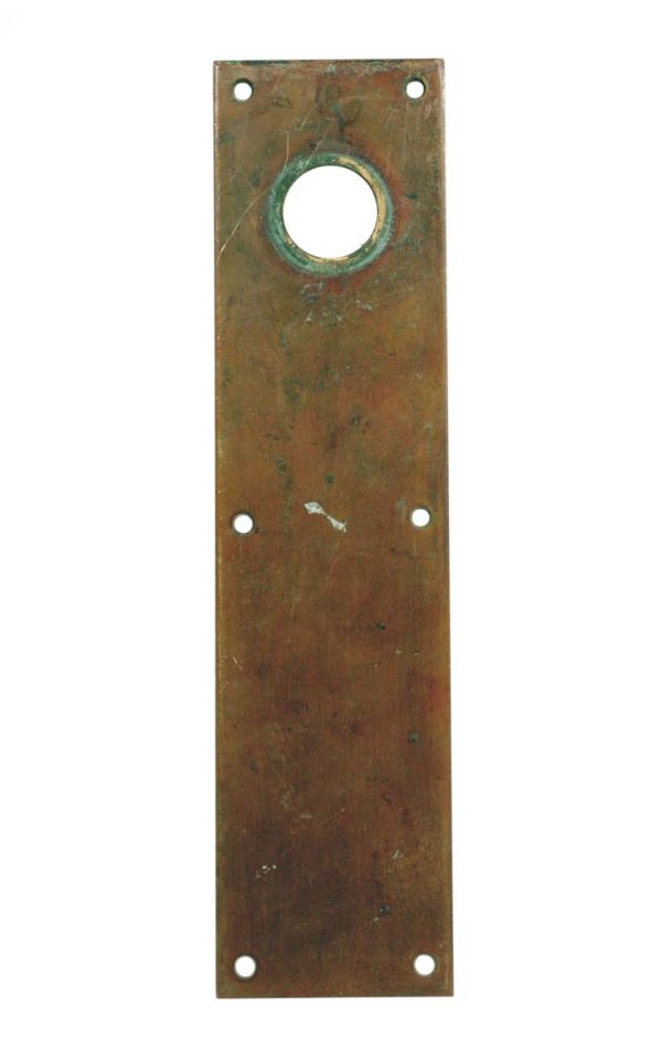Push Plates - Antique 12 in. Brass Door Push Plate with Lock Insert