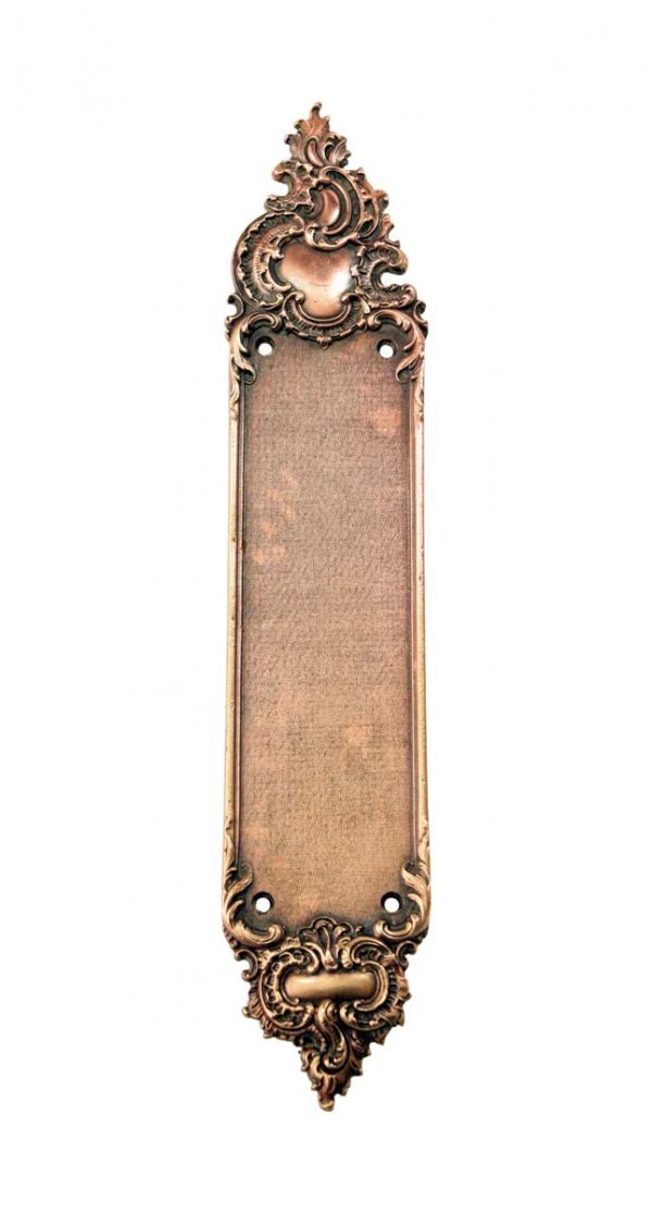 Push Plates - Antique 14.125 in. Sargent Copper Plated Art Nouveau Door Push Plate