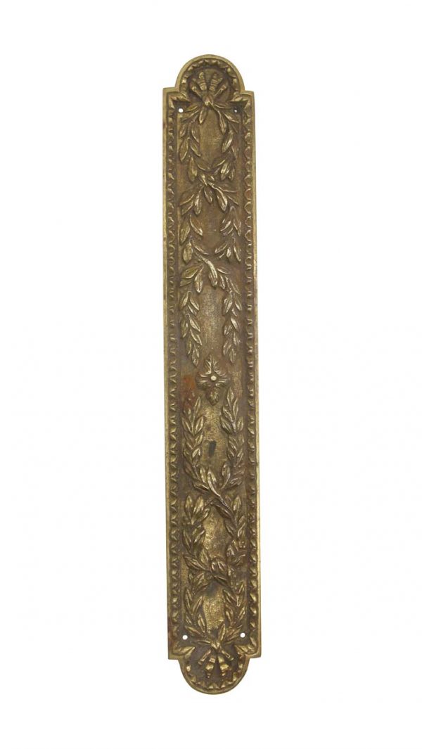 Push Plates - Antique 15 in. French Floral Bronze Door Push Plate