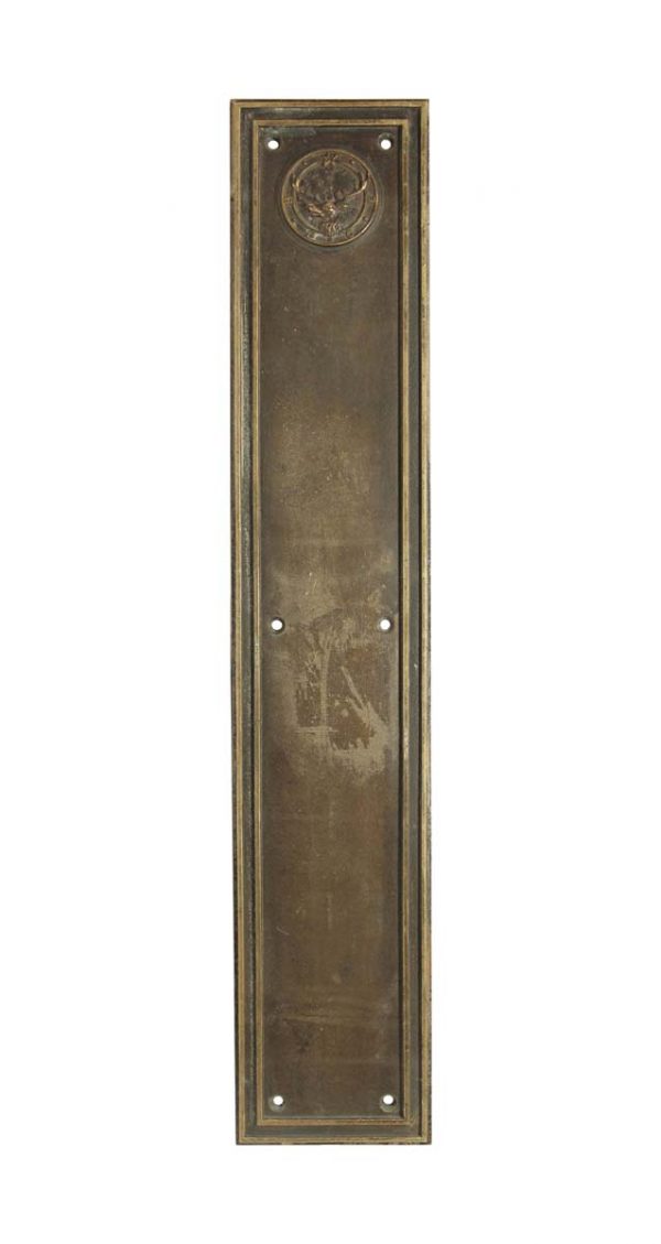 Push Plates - Antique 18 in. Elks Club Bronze Door Push Plate