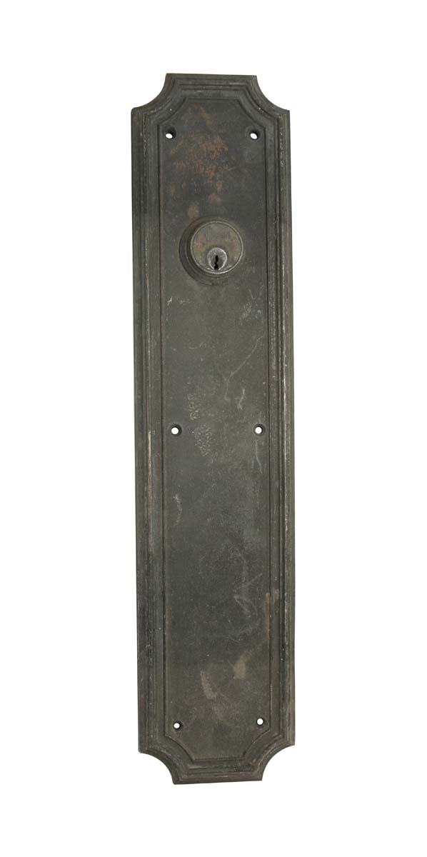 Push Plates - Antique 18.25 in. Art Deco Russwin Bronze Push Plate