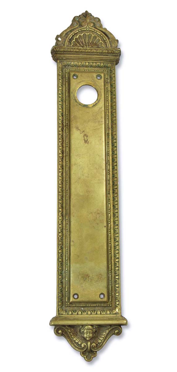 Push Plates - Antique 19.75 in. Sargent Brass Victorian Door Push Plate