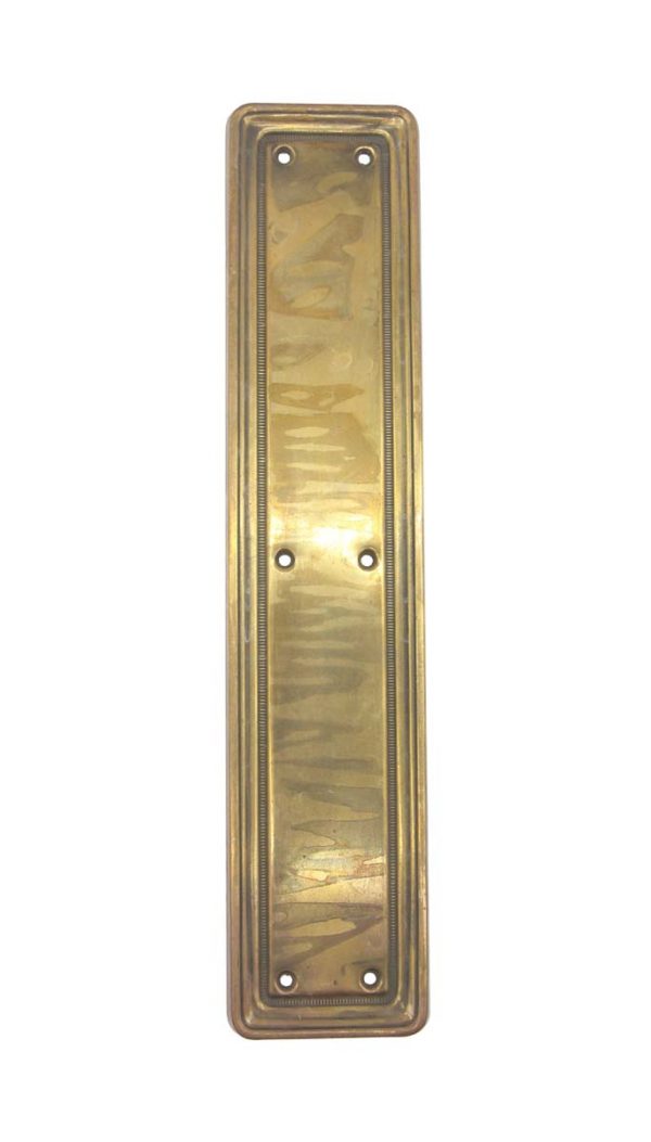 Push Plates - Antique Art Deco 15 in. Brass Door Push Plate