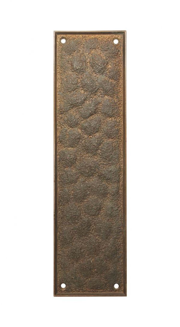 Push Plates - Antique Arts & Crafts Bronze 10.375 in. Russwin Door Push Plate