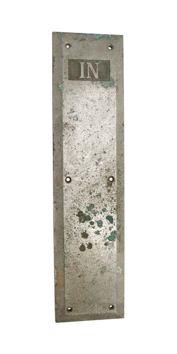 Push Plates - Antique Commercial 16 in. IN Nickel Plated Door Push Plate