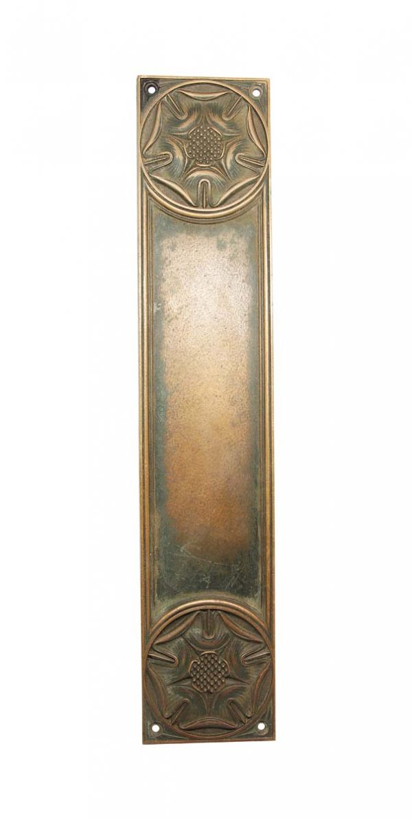 Push Plates - Antique Yale 15.125 in. Bronze Floral Door Push Plate