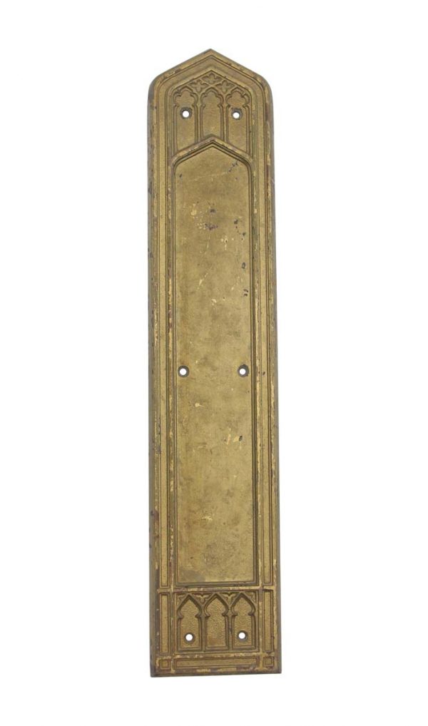 Push Plates - Corbin Gold Painted 18 in. Bronze Gothic Door Push Plate