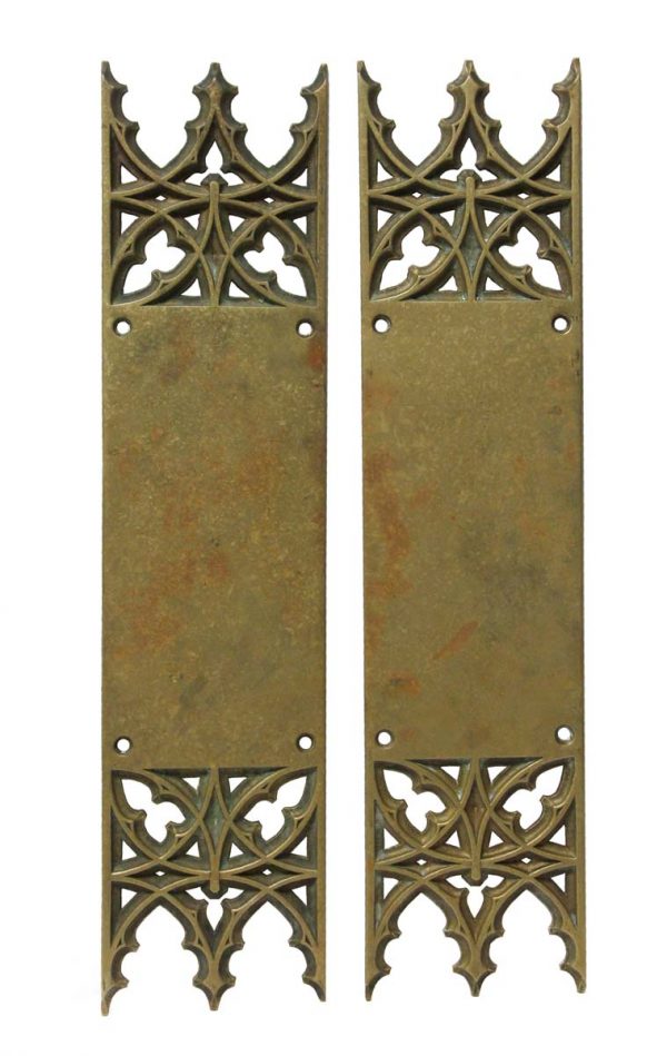 Push Plates - Pair of 16 in. Bronze Gothic Yale & Towne Door Push Plates