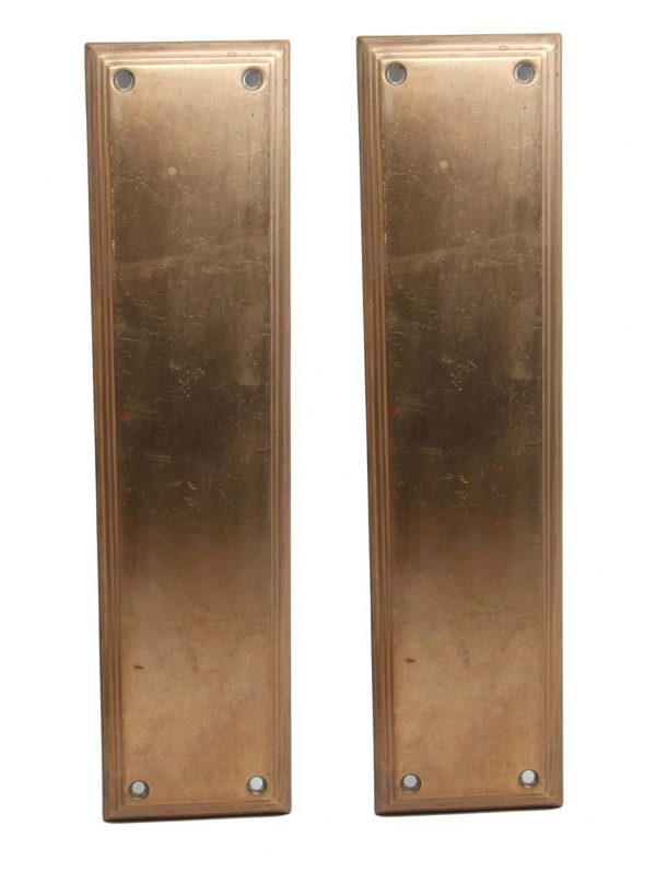 Push Plates - Pair of Classic 12 in. Beveled Bronze Chantrell Door Push Plates