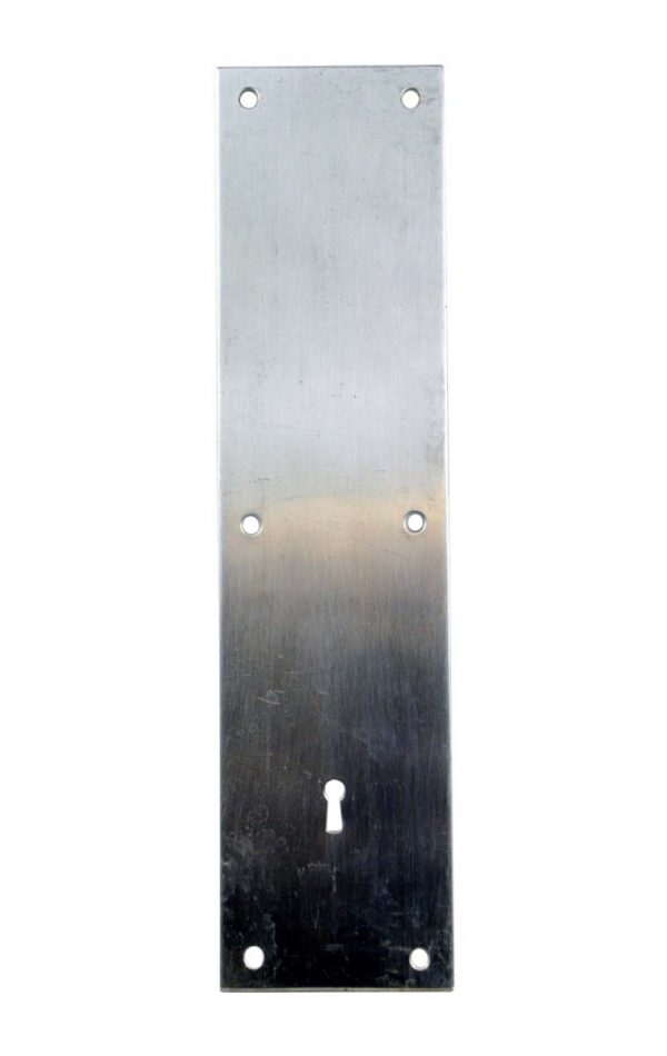 Push Plates - Vintage 14 in. Brushed Nickel Door Push Plate with Keyhole