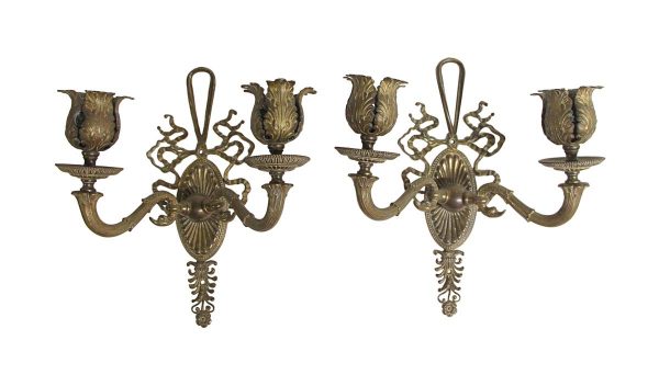 Sconces & Wall Lighting - 1910s Pair of Bronze Federal Wall Sconces