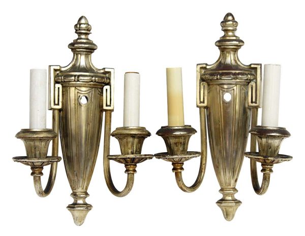 Sconces & Wall Lighting - 1920s Pair of Neoclassical Silver Wall Sconces