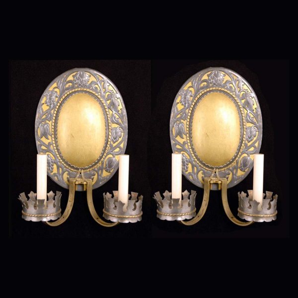 Sconces & Wall Lighting - Antique Gothic Bronze Oval Back Wall Sconces