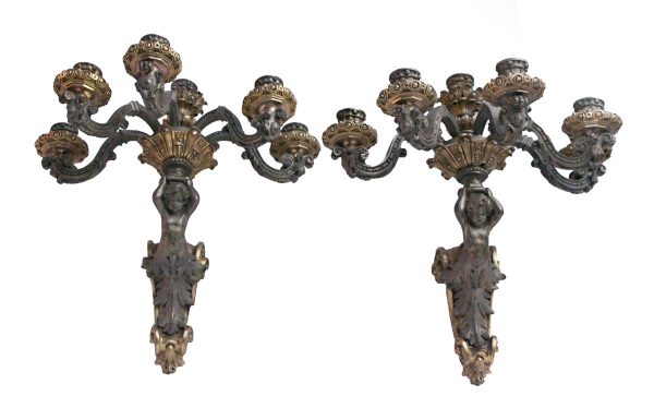 Sconces & Wall Lighting - Antique Napoleon French Made 5 Arm Wall Sconces