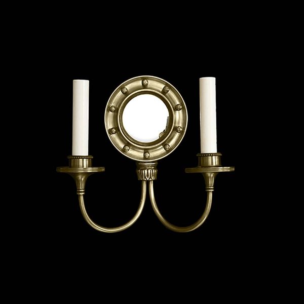 Sconces & Wall Lighting - Colonial Brass Bulls Eye Mirrored Wall Sconce