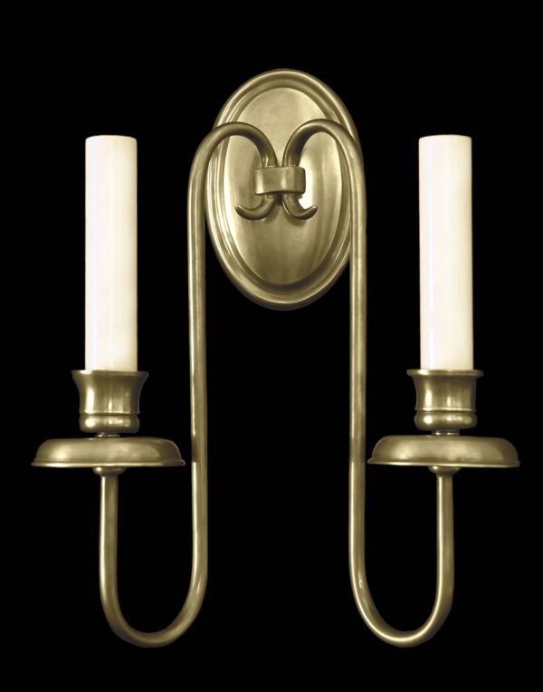 Sconces & Wall Lighting - Colonial Double Swoop Arm Cast Brass Wall Sconce