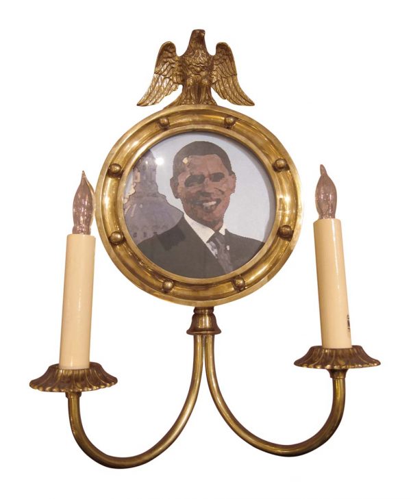 Sconces & Wall Lighting - Federal Circular Picture Frame 2 Arm Brass Wall Sconce