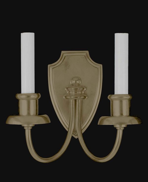 Sconces & Wall Lighting - Federal Double Arm Brass Shield Wall Sconce