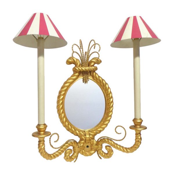 Sconces & Wall Lighting - Oversized Double Arm Gilded Mirrored Wall Sconce