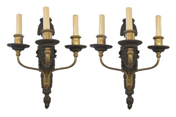 Sconces & Wall Lighting - Pair of 1910s Louis XV Style Bronze 3 Arm Caldwell Wall Sconces