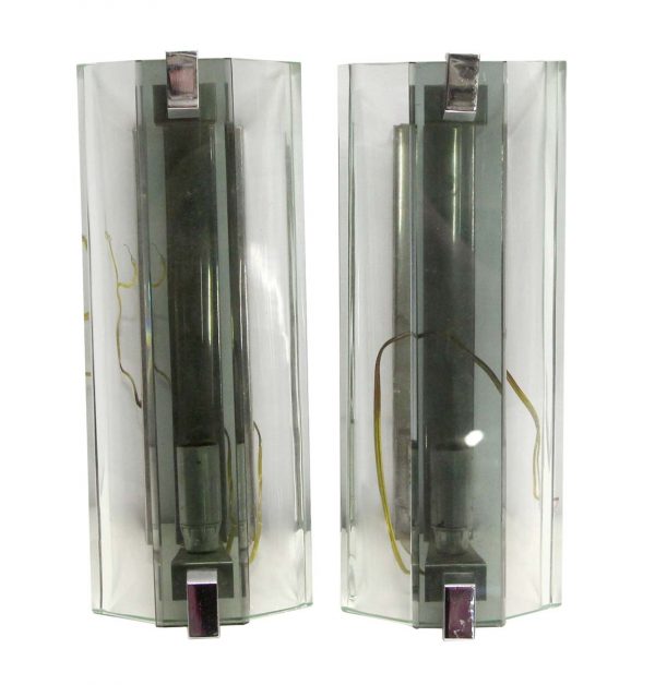 Sconces & Wall Lighting - Pair of 1970s Italian Veca Glass Wall Sconces