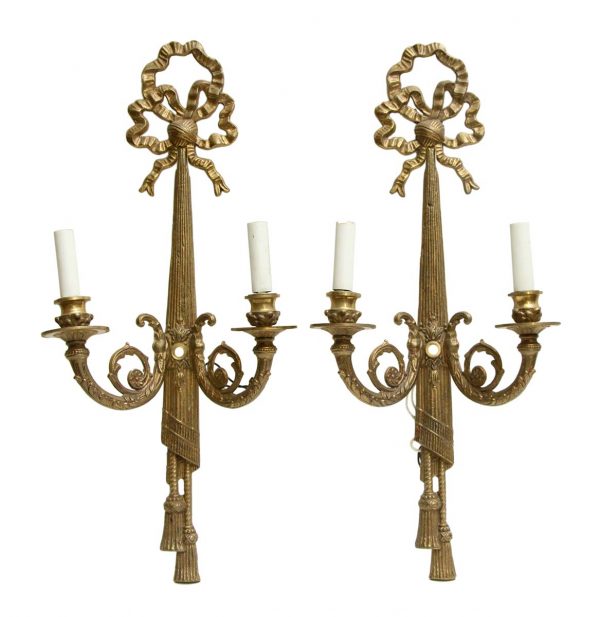 Sconces & Wall Lighting - Pair of 2 Arm Bronze Empire Wall Sconces