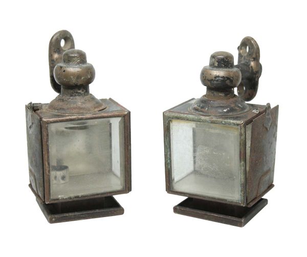 Sconces & Wall Lighting - Pair of Antique Mini Tin Carriage Lights
