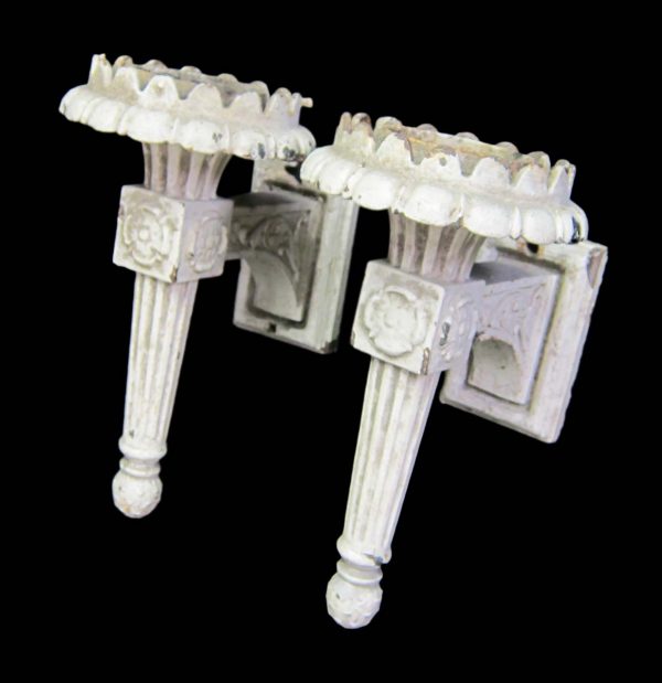 Sconces & Wall Lighting - Pair of Antique Victorian White Cast Iron Exterior Wall Sconces