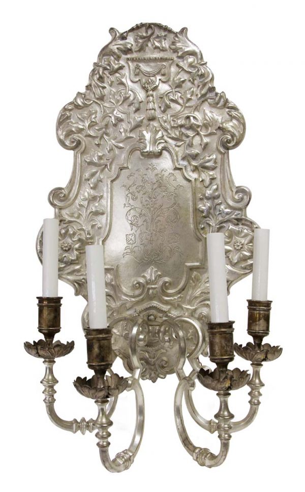 Sconces & Wall Lighting - Pair of Victorian Silvered Bronze Caldwell Wall Sconces