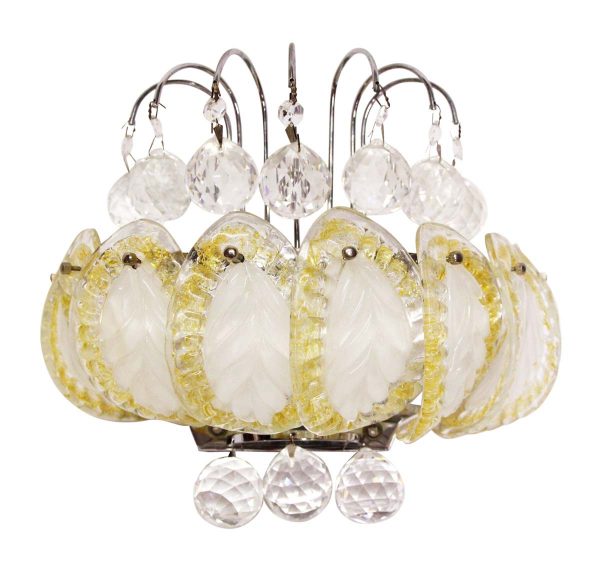 Sconces & Wall Lighting - Salvaged Faceted Crystal Glass Leaf Wall Sconce