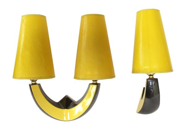 Sconces & Wall Lighting - Set of Black & Yellow Mid Century Modern Wall Sconces