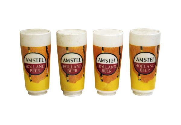 Sconces & Wall Lighting - Set of Opaline Glass Amstel Beer Globe Wall Sconces