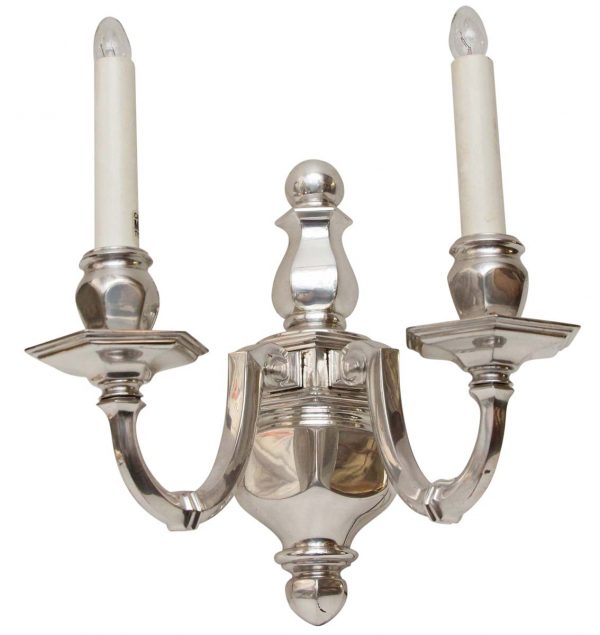 Sconces & Wall Lighting - Vintage Traditional Silvered 2 Arm Wall Sconce