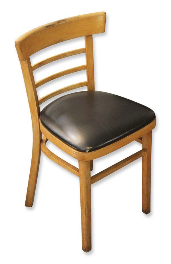 Seating - Classic Vintage Maple Restaurant Chair with Black Cushion Seat