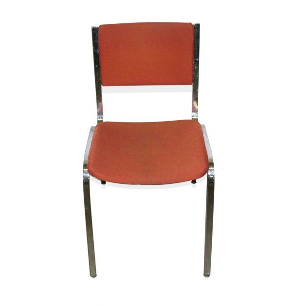 Seating - Vintage Red Fabric Chair with Steel Chrome Legs