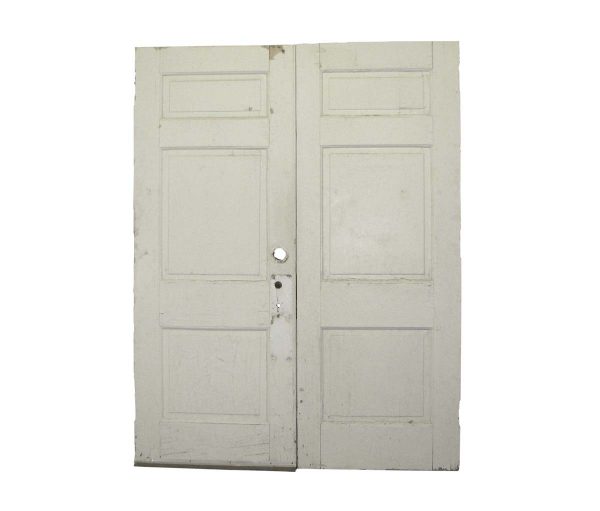 Standard Doors - Vintage 3 Pane Wood Double Doors 78.25 x 59.5