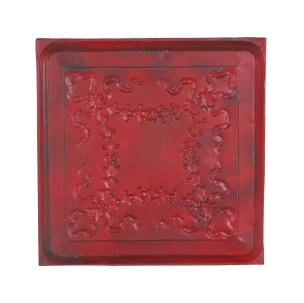 Tin Panels - Handmade Embossed Red Tin Panel