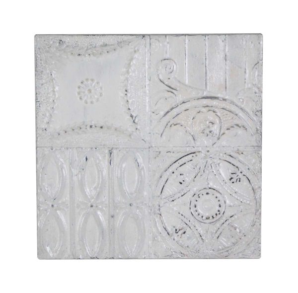 Tin Panels - Handmade Mixed Pattern White Antique Tin Panel
