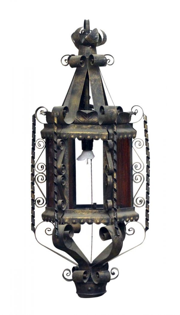 Wall & Ceiling Lanterns - Antique Black Iron Ceiling Lantern