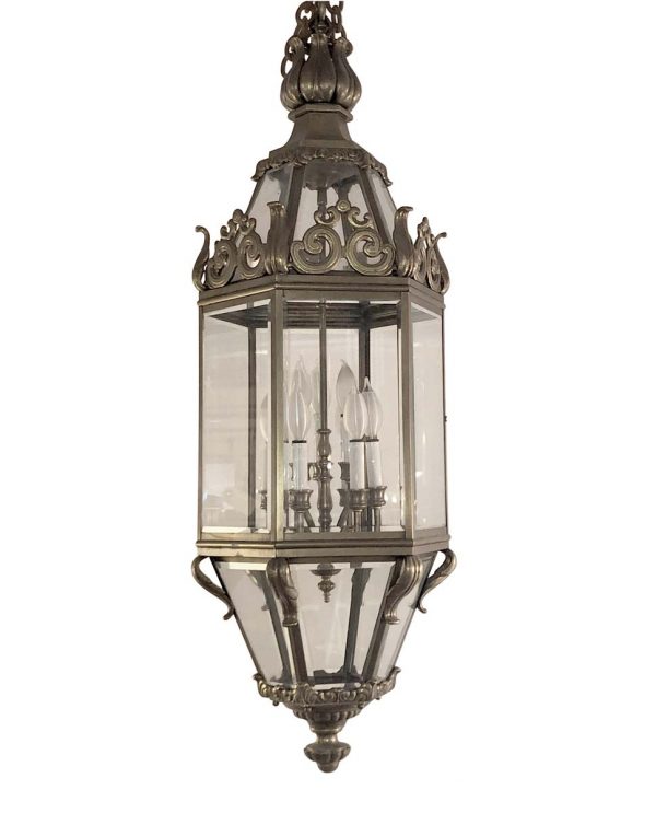 Wall & Ceiling Lanterns - Antique Cast Bronze and Beveled Glass Ceiling Lantern