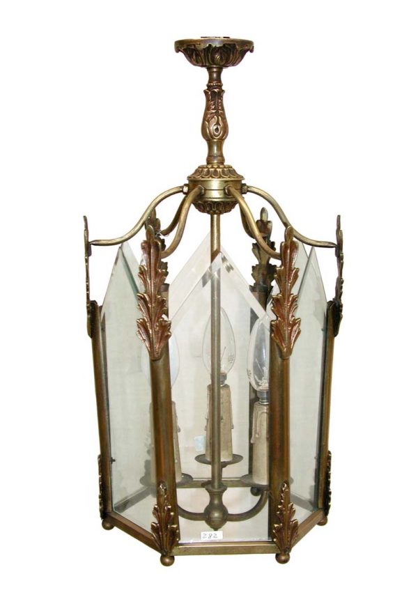 Wall & Ceiling Lanterns - Antique Gothic Bronze & Beveled Glass Ceiling Lantern