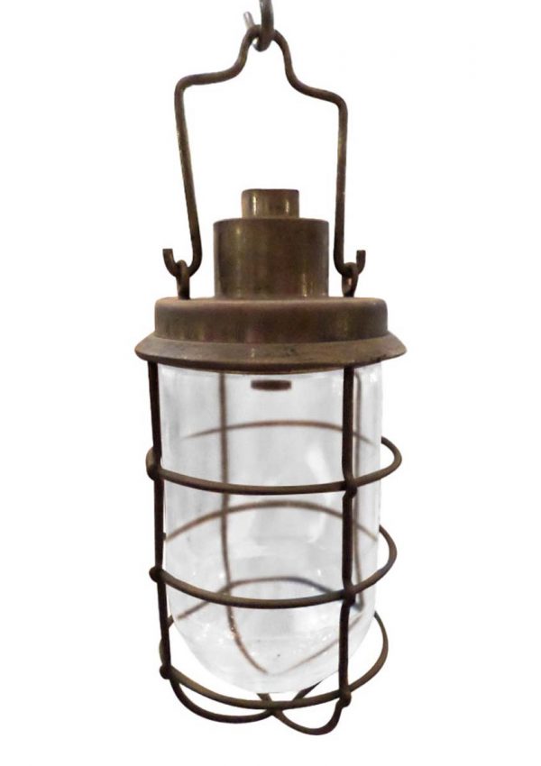 Wall & Ceiling Lanterns - Industrial Glass Shade Hanging Bronze Lantern