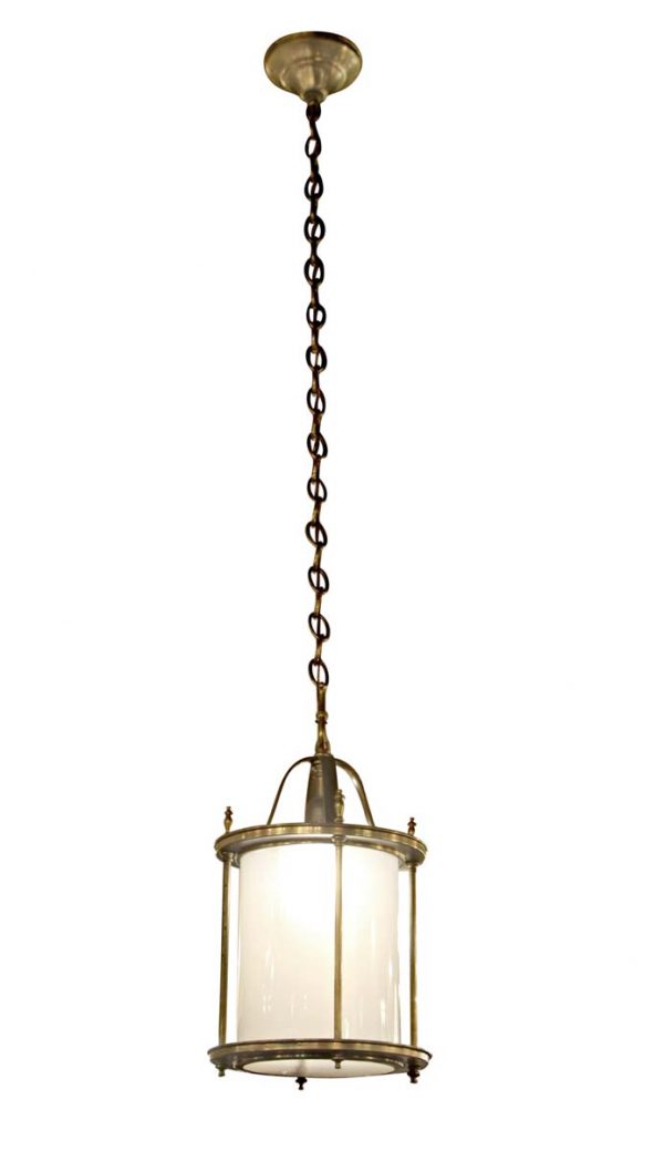 Wall & Ceiling Lanterns - Restored Vintage Brass & Milk Glass Ceiling Lantern