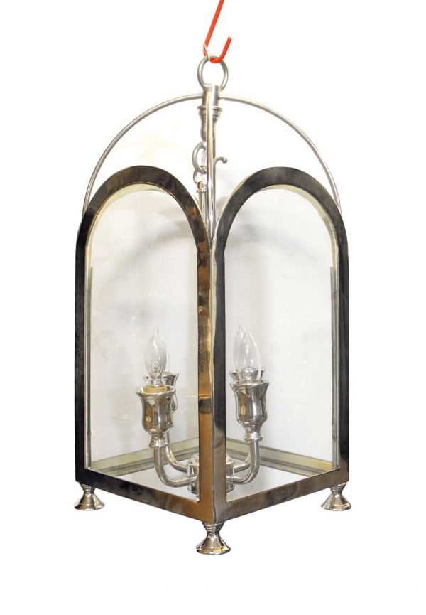 Wall & Ceiling Lanterns - Traditional Nickel Over Brass Foyer Ceiling Lantern